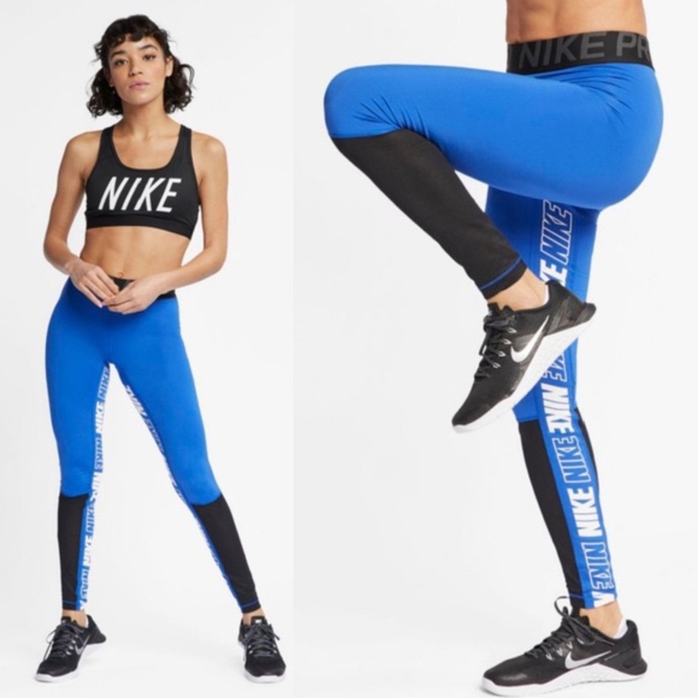 Nike Women's Blue and Black Leggings